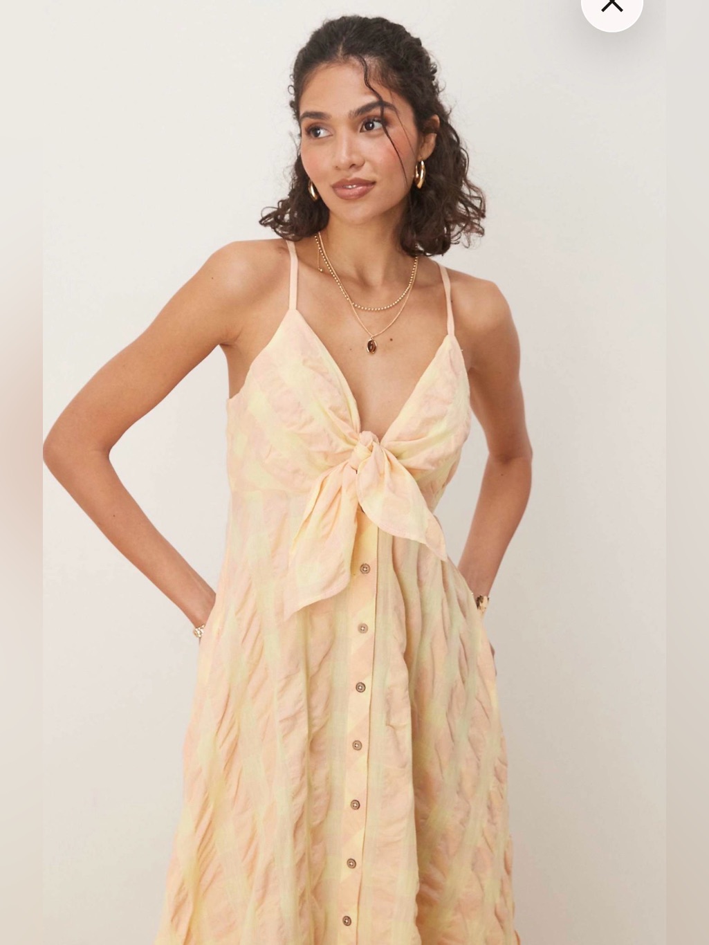 Free People Via Gingham Cotton Seersucker Sundress Creamsicle Combo Size Small